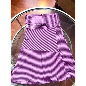 Athleta Shadow Pink Purple Stripe Stretch Fold Over Jersey Skirt Women Small